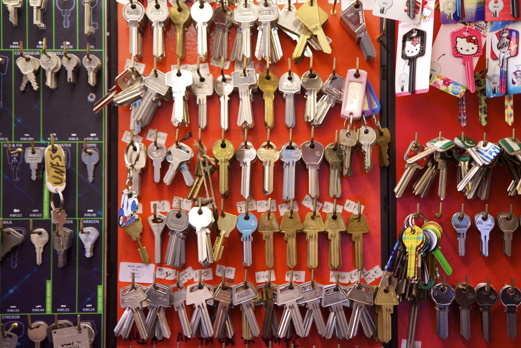 Keys hanging on a board